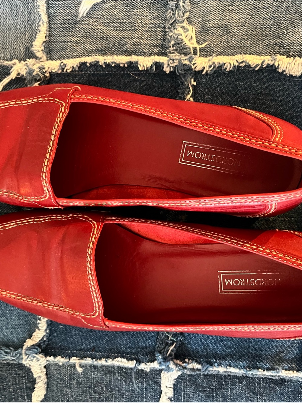 Nordstrom Red Leather Slip-On Loafers